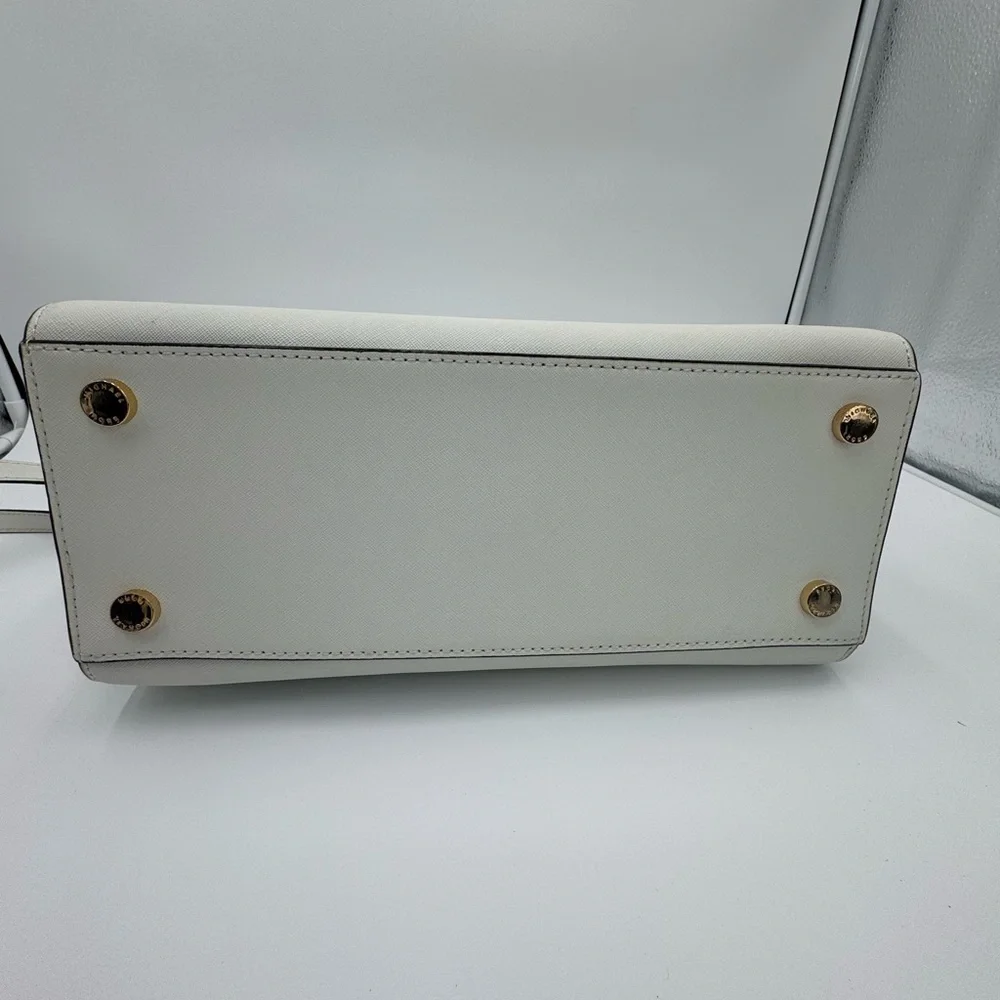 Michael Kors Selma White Saffiano Satchel With Dust Bag